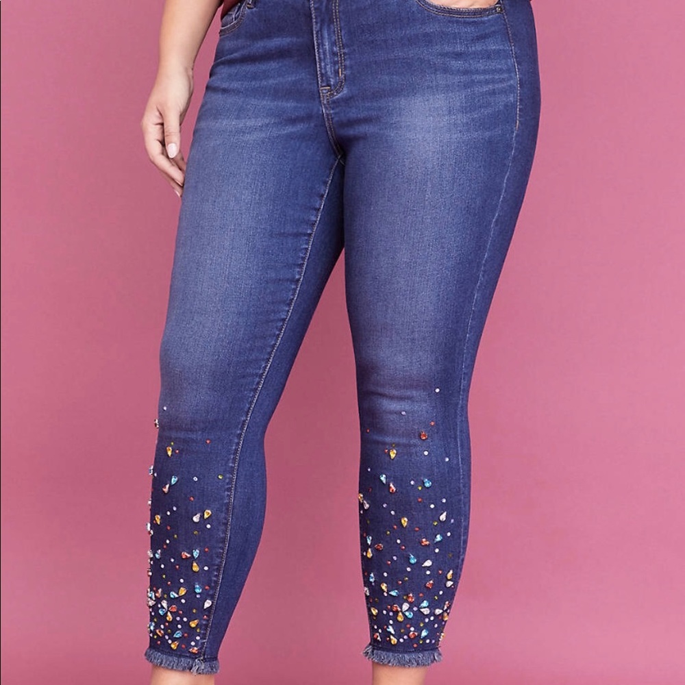 Bejeweled Skinny-stretch cropped jeans